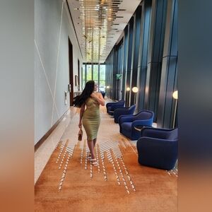 Green Midi Cut-Out Dress With Back Slit Size Medium